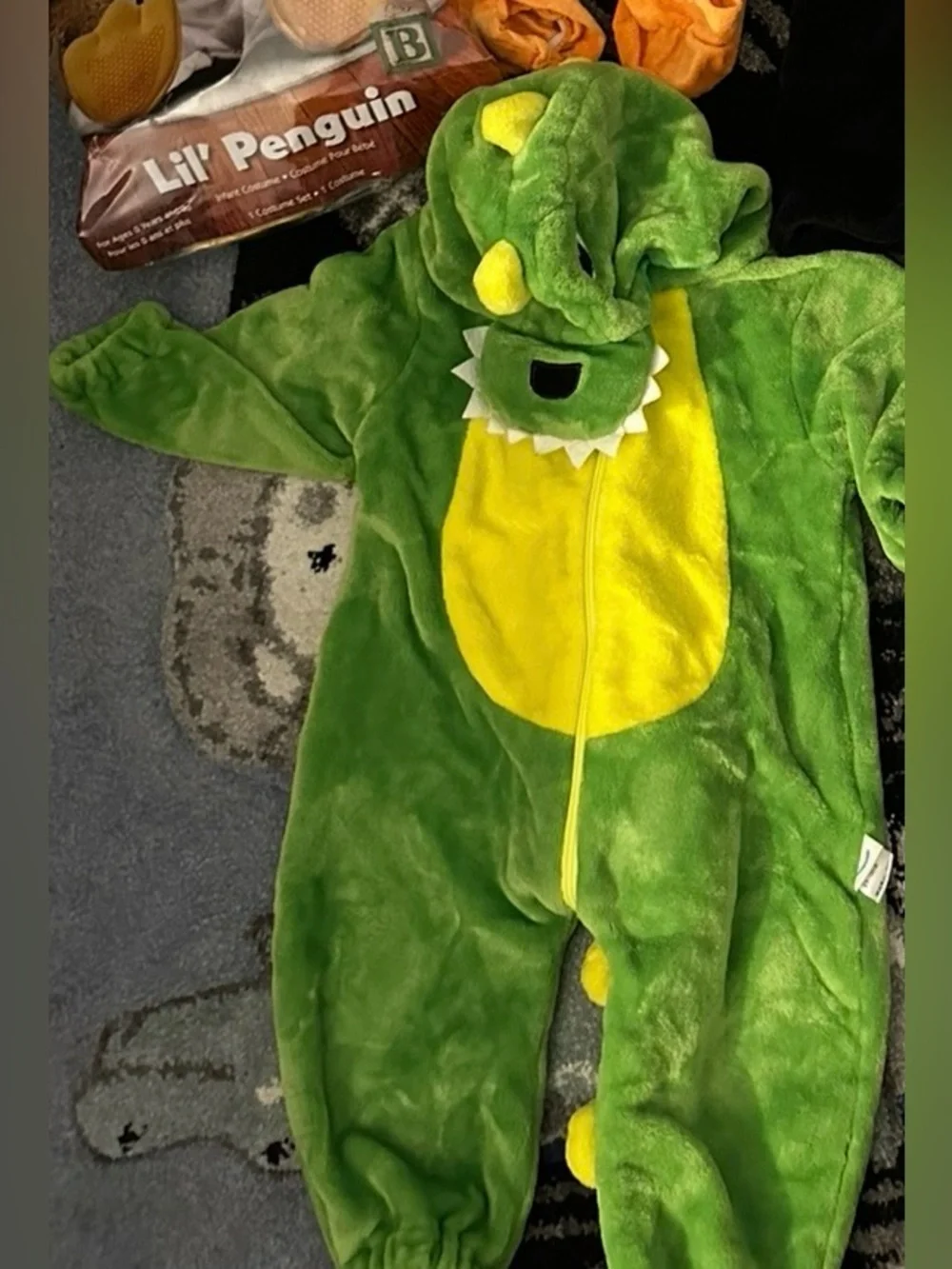 Green Plush Onesie Zip Up Dinosaur Costume size 2
